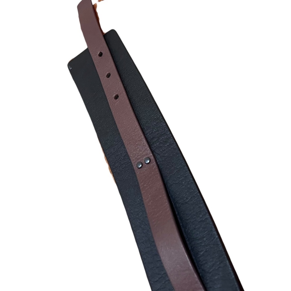 Eileen Fisher Belt Womens Black Brown Leather Wide-Waist Studded Size XS - Picture 6 of 6